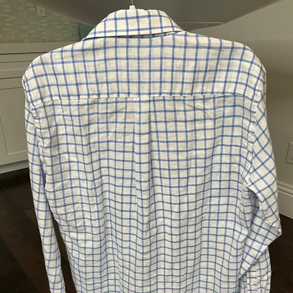 Peter Millar Linen Checkered Long Sleeve Button Down Men’s Casual Shirt - Picture 2 of 6